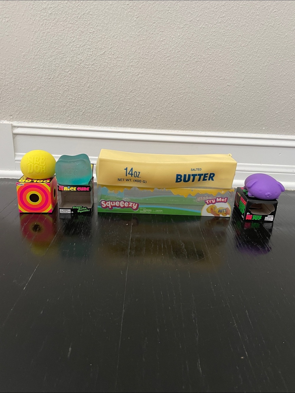 Needoh Nice Cube, Color Change, Funky Pup and Squeeezy Butter - Used Fidget toys